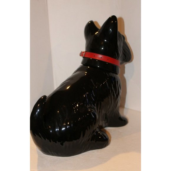 Vintage Black Porcelain Scottie Dog w/Collar Cookie Jar - Picture 3 of 8